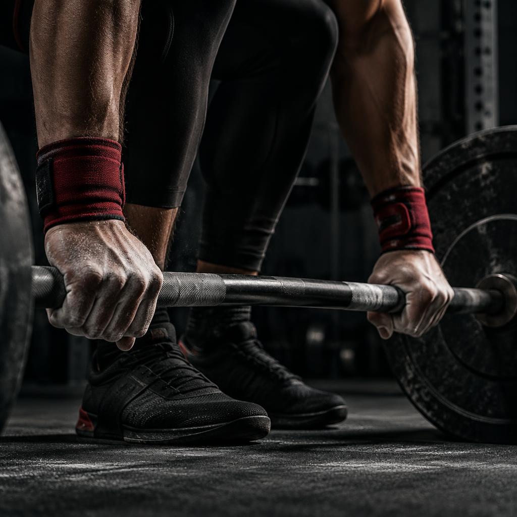 Hands preparing to lift a barbell